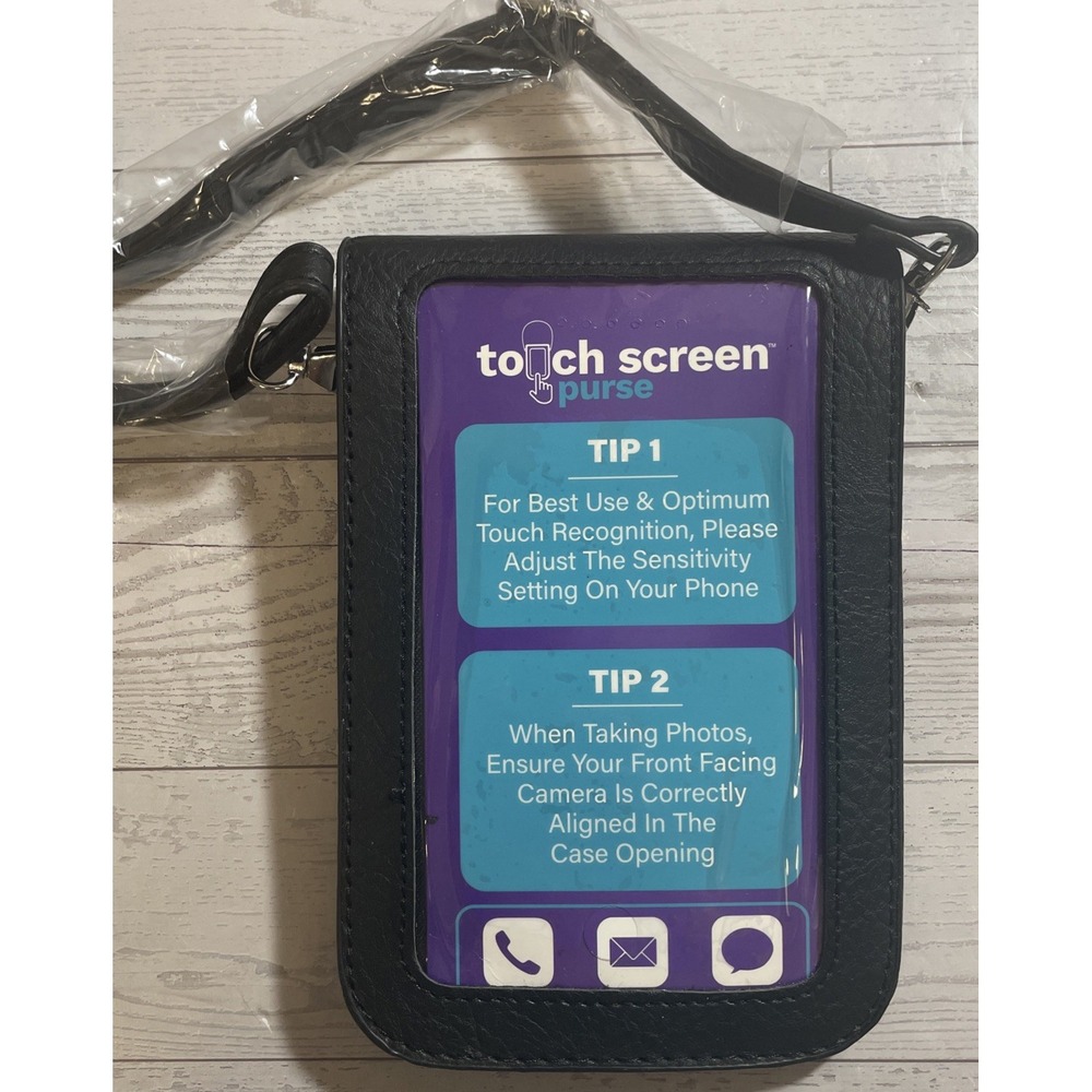 Touch Screen Crossbody Black Leather‎ Purse NNT Festival Concert Theme Park